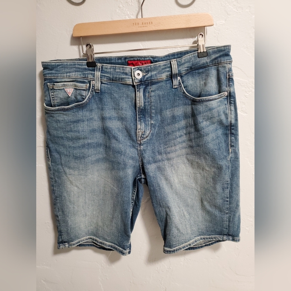 Guess Light Blue Denim Shorts for Men